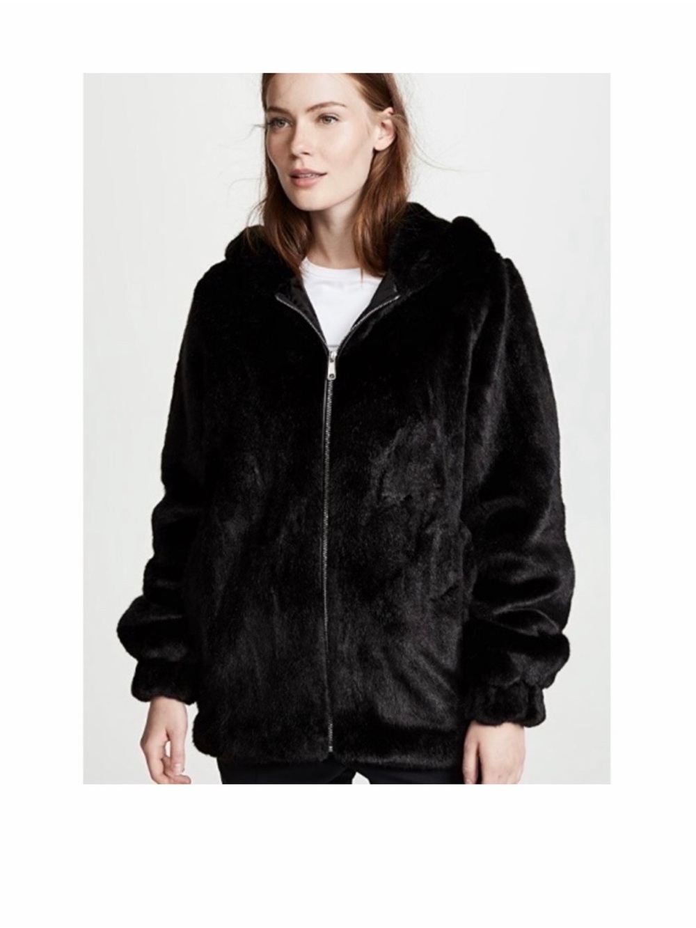 Helmut Lang Faux Fur Hooded Jacket